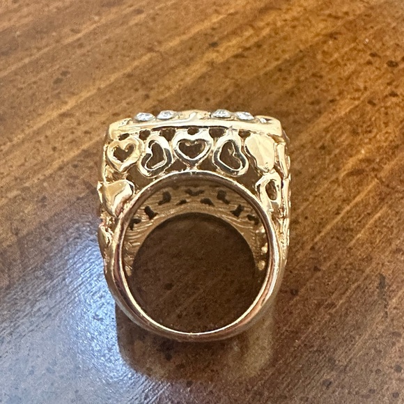 Teal Gold Cocktail Ring Size 7 - Picture 3 of 9